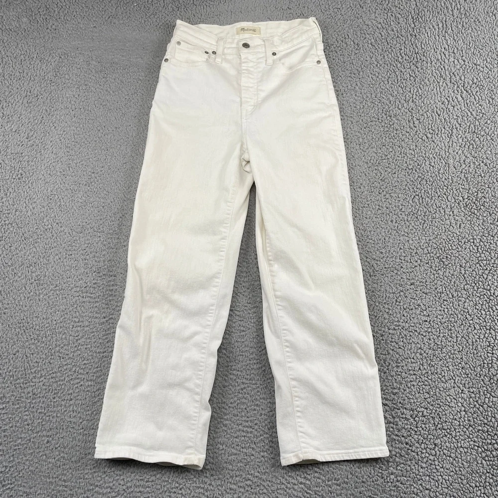 Madewell Jeans Womens 25 White Slim Wide-Leg Crop High Rise Denim Pants Stretch